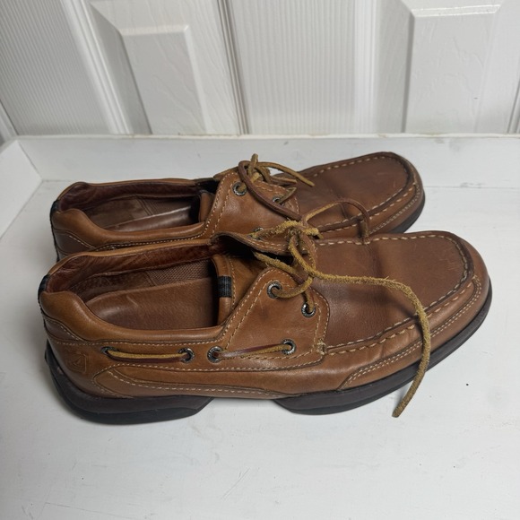 Sperry Topsider Boat Shoes Mens Size 9 Brown Leather 2 Eyelet Sport Sole Loafers - Picture 4 of 10